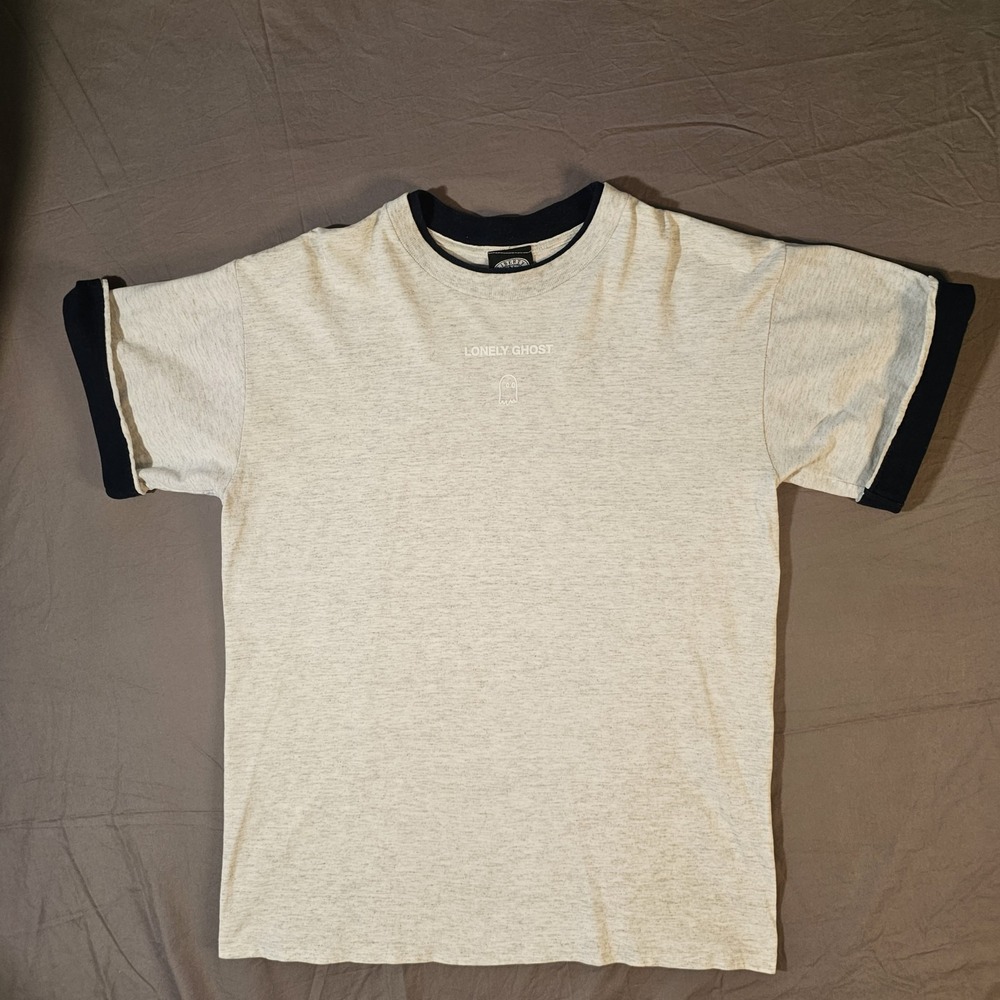 Lonely Ghost Speckeled White And Grey Basic Tshirt Short Sleeve Tshirt Mens XL
